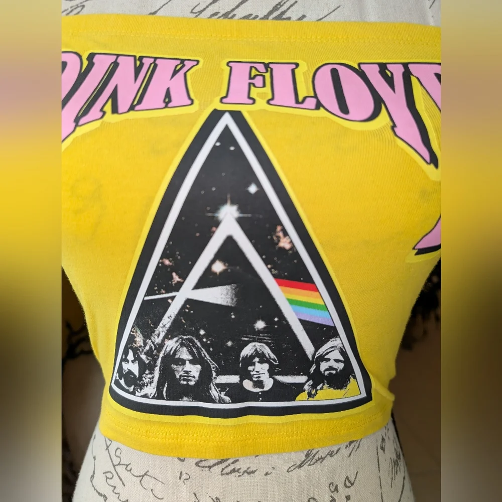 NWOT PINK FLOYD Yellow Pink & Black Tube Top Size Small - Picture 6 of 8